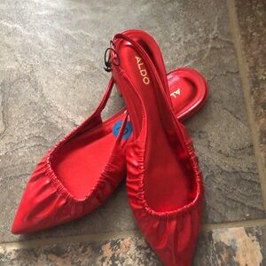 Aldo‎ red patent ruched front slingback pointy toe flats size 10 brand new